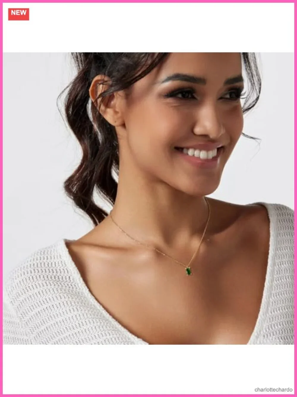 Dainty 14k Gold Plated Open Oval Pendant Necklace for Women